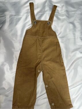 Vintage Infant Boy Tan Corduroy Overalls Bibs 24M Snap Button‎